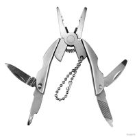 Outdoor Mini Folding Muilti-functional Plier Pocket Keychain Screwdriver Wire Stripper Clamp Multi Tool  for Outdoor Hiking