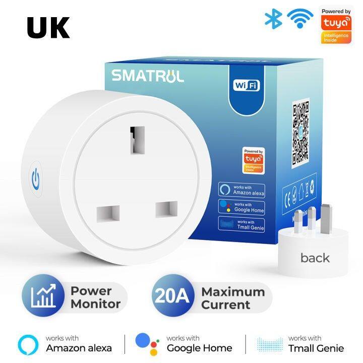 WiFi Smart Plug Bluetooth-compatible Wireless Remote Control Power Socket  for Water Heater Air Conditioner UK Plug, 20A 