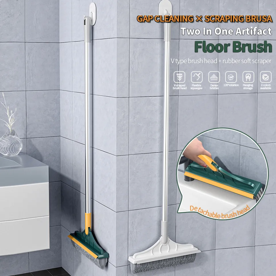 Floor Scrub Brush, 3 in 1 Scrape Brush Stiff Bristle Shower Scrubber,  44.5'' Retractable Long Handle Gap Floor Brush Kitchen Crevice Cleaning  Brush