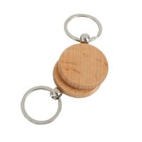 200Pcs Blank Round Wooden Keychain DIY Wooden Keychain Key Tag Gift