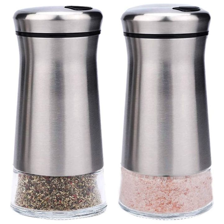 stainless-steel-salt-and-pepper-shakers-set-with-glass-base-with-adjustable-holes