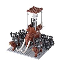 MOC Medieval Lotr Figures Orc Soldiers Raider Vargr Wolf Elephant Mount Knights Building Blocks Bricks Toys For Children Gifts