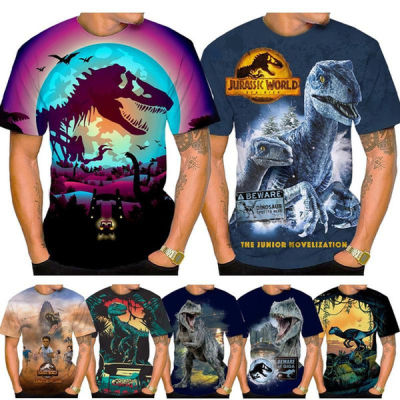 2023 คลาสสิกภาพยนตร์ Jurassic Park เสื้อยืด 3D พิมพ์เสื้อยืดแขนสั้นสำหรับผู้ชาย บุคลิกภาพฮิปฮอป Unisex Jurassic โลกลำลองรอบคอเสื้อแฟชั่นฤดูร้อนด้านบน พลัสขนาด S-5XL
