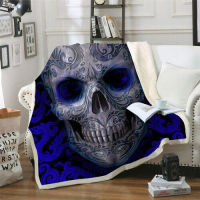 Skull 3D print Sherpa Blanket Sofa Couch quilt cover thin fleece rug for kid