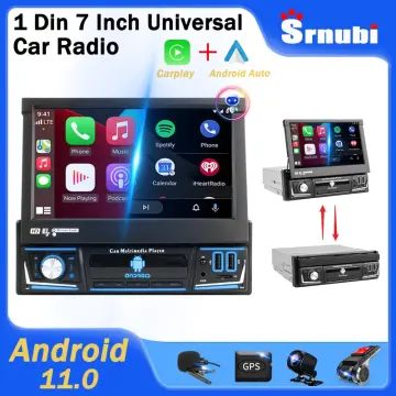 Hikity 1 Din Android Car Radio CarPlay 7'' Retractable Screen