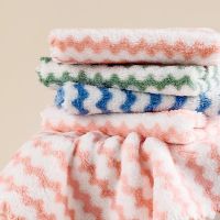 Thickened water ripple cationic kitchen rag stripe household cleaning coral dishwashing cloth non stick oil cleaning cloth