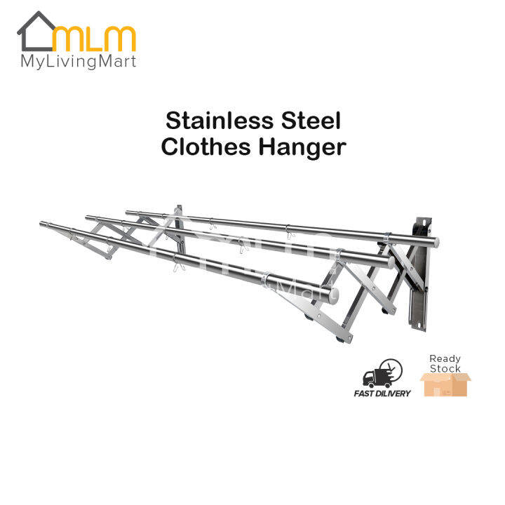 MLM【3 BAR/ 4 BAR】1.8M Stainless Steel WallMounted Retractable Cloth