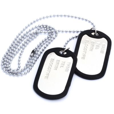 Necklace chain pendant 2 plate identity Dog Tag alloy fashion men