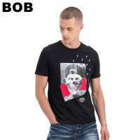 BoB-DAVIE JONES เสื้อยืดพิมพ์ลาย สีดำ Graphic Print T-Shirt in black TB0165BKSMLXL-3XL unisex #polo