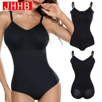 Seamless Long Sleeve Thong Bodysuit Shapewear High Compression Fajas Body  Shaper Tummy Control Round Neck Jumpsuit Tops Black XS-S : :  Clothing, Shoes & Accessories