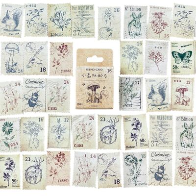46pcs/box Cute Little Forest Post Office Diary Paper Label Sealing Crafts Scrapbooking Decorative DIY Stickers Stickers Labels