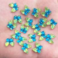 40pcs Bling Resin 10mm Colorful Butterflies Flatback Rhinestone Ornaments DIY Wedding Greeting Card Buttons W737 Haberdashery