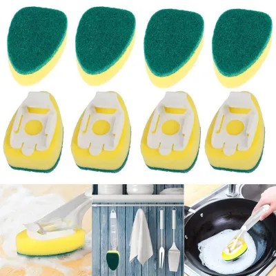 【CC】♠  6/8/12pcs Dishwand Dish Cleaning Sink Sponge Handle Scrubber Dishwash