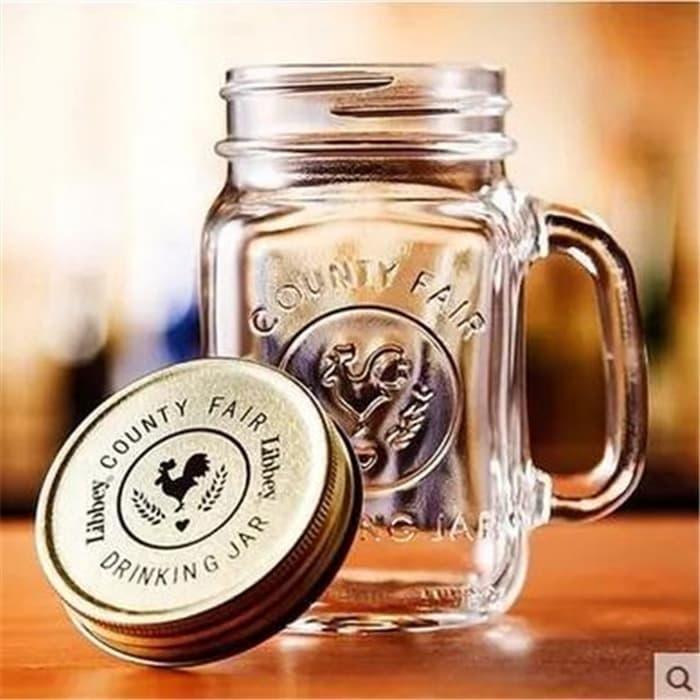 DRINKING JAR IMPORT / MUG / MASON / GELAS KACA HARVEST 450ML