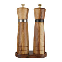 Salt and Pepper Grinder Set,Wooden Salt and Pepper Mill Shaker Easy Adjustable Ceramic Coarseness Refillable