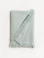 LINEN TABLECLOTH WITH FRINGING - LIGHT BLUE ผ้าปูโต๊ะลินินขอบรุ่ย