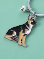 Fashion Pet German shepherd dog Keychain Dog Pendant Animal Bell Enamel Keyring Women Bag Jewelry Girls gifts