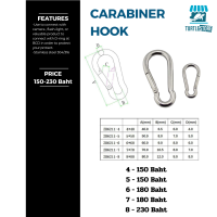 Carabiner Hook 316 ตะขอเกี่ยวของอเนกประสงค์ สำหรับใช้กับน้ำทะเล เกรดอย่างดี พร้อมส่ง