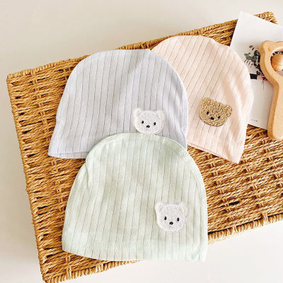 ผ้าฝ้ายทารก Beanies หมวกเด็กหมวกน่ารักการ์ตูนหมีไม่มีกระดูกมัสลินหมวกทารกแรกเกิด H Eadwear Windproof ฤดูใบไม้ผลิหมวก0-3เมตรหมวกเด็ก