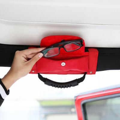 Car Roll Bar Grab Handle with Sunglasses Holder Storage Bag Armrest Pouch Bag Accessories For CJ TJ JK JL