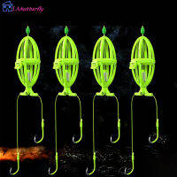 LAkutterfly 4Pcs ตะขอตกปลาแบบปรับได้แขวนตะขอระเบิดเครื่องมือ Double Barbed Hook Fishing Tackle【cod】