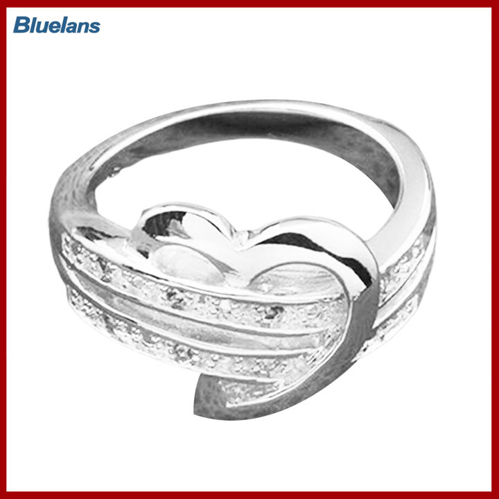 Bluelans®แหวนสุดหรูรูปหัวใจหมั้นแหวนเจ้าสาวคลาสสิกสำหรับเป็นของขวัญ