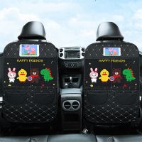 Cartoon PU Leather Car Seat Back Cover Protector Baby Kids Car Seat Protector Mats Child Anti Kick Pad Cushion With Storage Bag