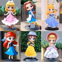 【Ready Stock】 ✚๑☄ C30 39 Style 14cm Q Version Disney Princess Snow White Elsa Anna Rapunzel Jasmine Cinderella Sofia Ariel Mulan Alice Arale PVC Action Figures Toys Cake Model Dolls Gifts