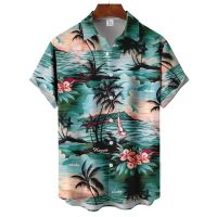 Coconut Tree Shirt For Men Summer Short Sleeve Male Clothing Fashion Lapel Button Top Beach Holiday Mens Shirt Harajuku Blouse