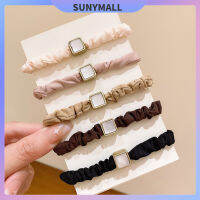 SUNYMALL 5pcs ดอกไม้ แหวนผม หัวใจ เชือกผม หนังยาง น่ารัก นักเรียน นางสาว ความยืดหยุ่นสูง ผูกผม กล่อง อุปกรณ์เสริมผม