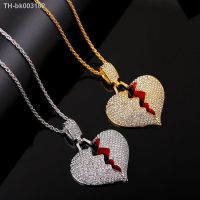 ۩♠ LATS Hip-hop Broken Heart Necklaces for Unisex Rhinestone Cracking Love Women Men Big Pendant Necklace New Design Jewelry Gift