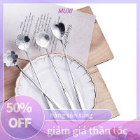 ?【HOT SALE】MUXI 4ชิ้น/เซ็ตช้อนผสมดอกไม้ขนาดเล็กช้อนชากาแฟสแตนเลส