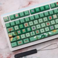 Forest Party Green Cute Lovely Keycaps PBT Cherry Profile for REDRAGON Keychron Mechanical Keyboard Send pullerkeycap remover