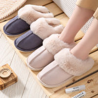 High Quality Home Half Casual Shoes On House Leisure Flats Waterproof Cow Suede Leather Plush Fur Lined Women Winter Slippers