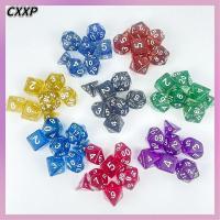 CXXP 7Pcs/set 7-Die Table Game ลูกเต๋า DND สองสี D4 D6 D8 D10 D12 D20 ลูกเต๋าเกม หลายเหลี่ยมเพชรพลอย เกมปาร์ตี้ปาร์ตี้ ลูกเต๋าหลายด้าน TRPG DND