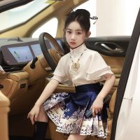 【Ready】? Childrens Hanfu Girls Horse Face Skirt Summer Thin Super Fairy Chinese Style Princess Dress Cute Girls Hanfu Short Skirt