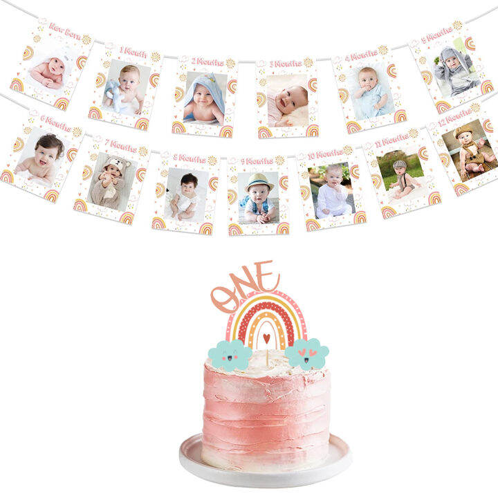 JOLLYBOOM Boho Rainbow Kids 1st Birthday Party Decoration Sun Print 12