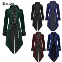 ยุคกลาง Steampunk Tailcoat ชุดฮาโลวีนสำหรับผู้ชาย Renaissance Pirate Vampire Gothic แจ็คเก็ต Vintage Warlock Frock Coat