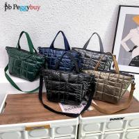 Fashion Space Padded Nylon Winter Solid Color Top-handle Bag Zipper Lattice Large Capacity Handbags For Women сумка женская 2021