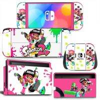 [Enjoy the small store] สำหรับสวิตช์ Oled Splatoon PVC ผิวไวนิลฝาครอบสติกเกอร์รูปลอกคอนโซล DualSense ควบคุมป้องกันฝุ่น