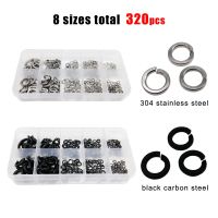 320 Buah/Kotak M2 M2.5 M3 M4 M5 M6 M8 GB93 304 A2 Baja Tahan Karat Hitam Musim Semi Kunci Split Washer Elastis Gasket Bermacam-macam Set Kit