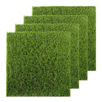 4Pcs Artificial Garden Grass,Life-Like Fairy Artificial Grass Lawn 12X12in Miniature Ornament Garden Dollhouse DIY Grass