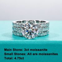 AnuJewel 3ct Main Stone(Total 4.15ct) D Color Moissanite Ring Set Bridal Sets Wedding Band Silver Rings With GRA Wholesale