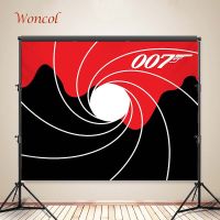 Woncol James Bond 007 Photo Backgrounds Child Birthday Photography Backdrops Gun Man Black White Aperture Decorations Photo Prop Pipe Fittings Accesso