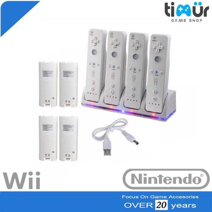 Charging Charger Dock Battery Baterai Wiimote 4 In 1 Motion Plus Putih