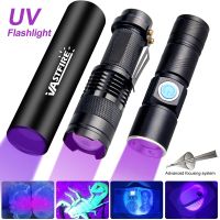 Mini UV Flashlight Ultraviolet Torch Zoomable 365nm Portable UV LED Flashlight Light Pet Urine Stains Detector Scorpion Hunting Rechargeable Flashligh