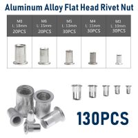 130PCS Aluminum Alloy M3 M4 M5 M6 M8 M10 Rivnut Flat Head Threaded Rivet Insert Nutsert Cap Rivet Nut