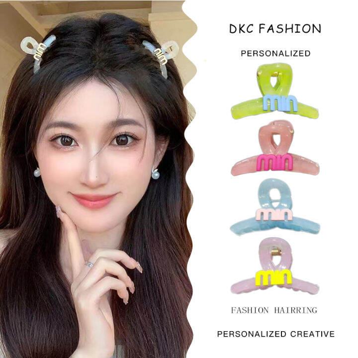 DKC เครื่องประดับกิ๊บติดผมตัวอักษรสีล่าสุดสำหรับผู้หญิงที่หนีบผมปากปลา ...