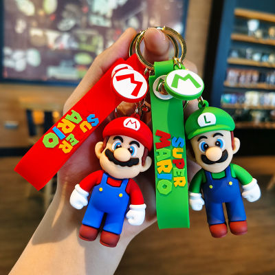 6รูปแบบ Super Mario พวงกุญแจ Mario Bros Luigi Toad Yoshi Bowser Action Figure PVC การ์ตูนกระเป๋าตุ๊กตาจี้ของเล่น Gift