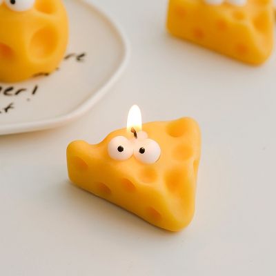 Ins Cheese Shape Candle Handmade Wax Candle Aromatherapy Scented Candles Wedding Gifts for Guest Party Room Decor